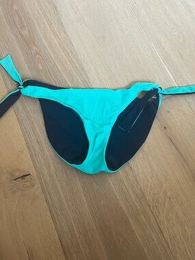 Aerie Reversible Side Tie Bikini Bottoms Size Medium Teal and Navy